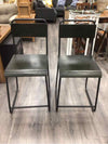 2 GREEN WOOD/METAL COUNTER STOOLS