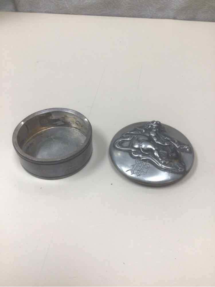 2 PC SILVER CHERUB CONT