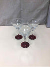 CLEAR GLASS WINE GLASSES W/RED BOTTOM