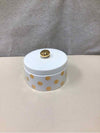 WHITE AND GOLD CANISTER W/LID