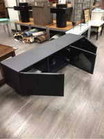 LONG BLACK CONSOLE WITH GLASS FRONT