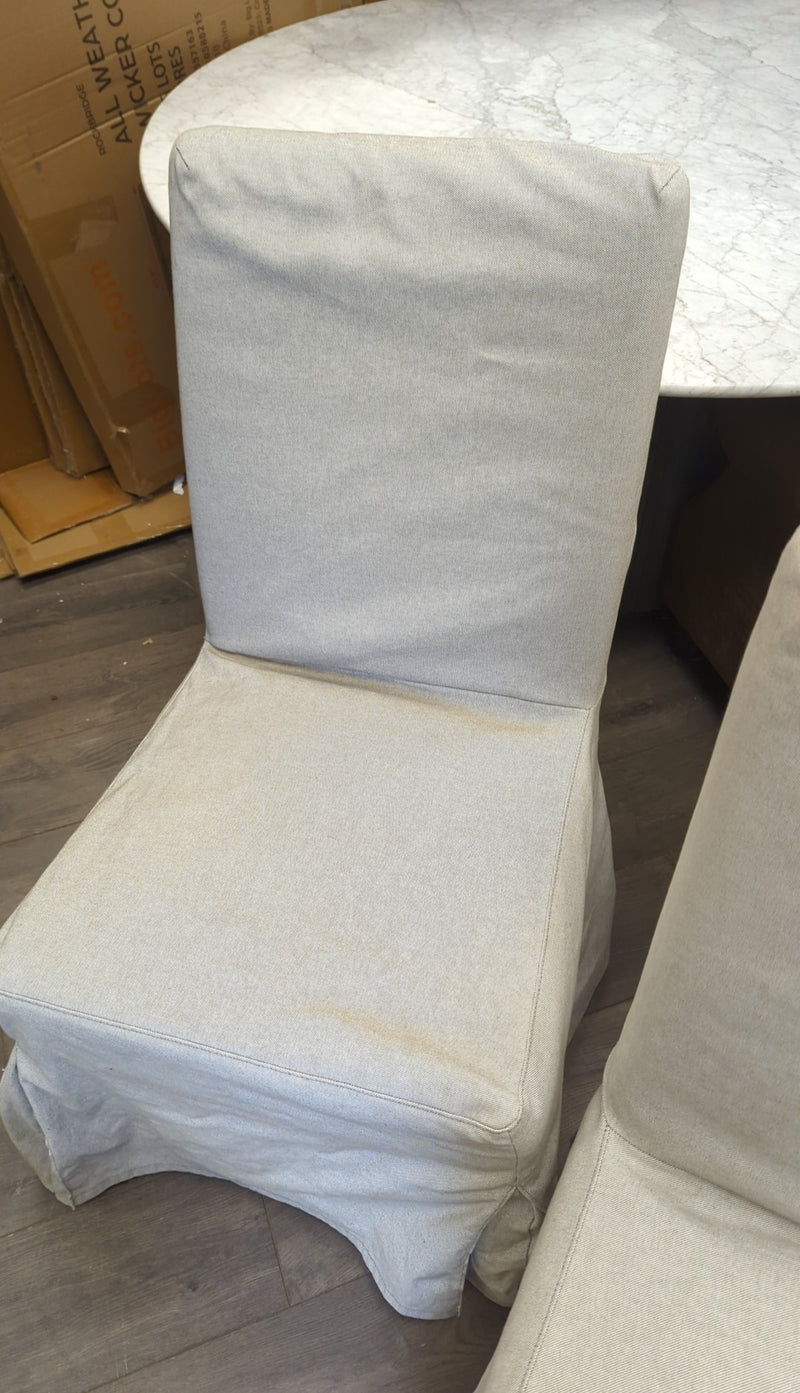 2 GREY UPHOL PARSONS CHAIRS