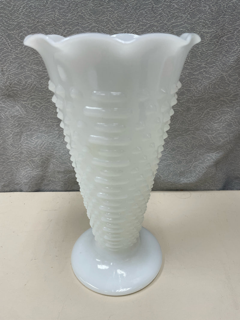 WHITE HOBNAIL GLASS VASE