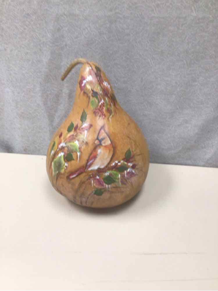 PAINTED GOURD W/CARDINAL