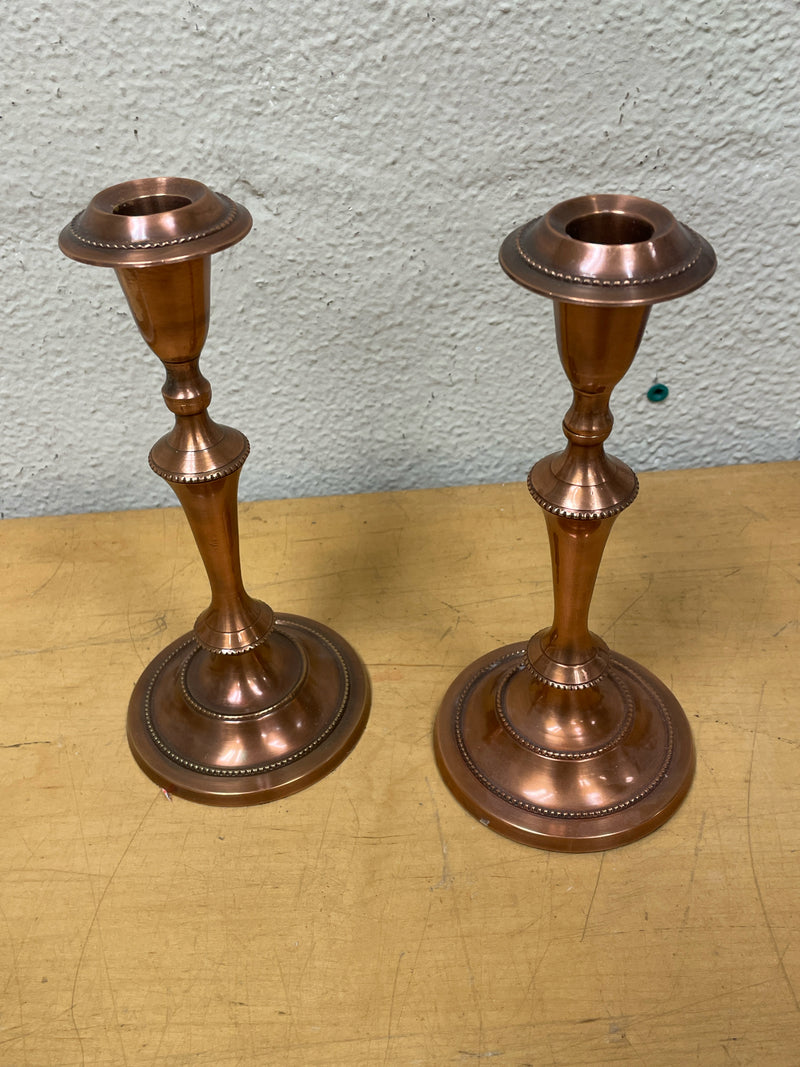 2 COPPER COLOR CANDLE STANDS