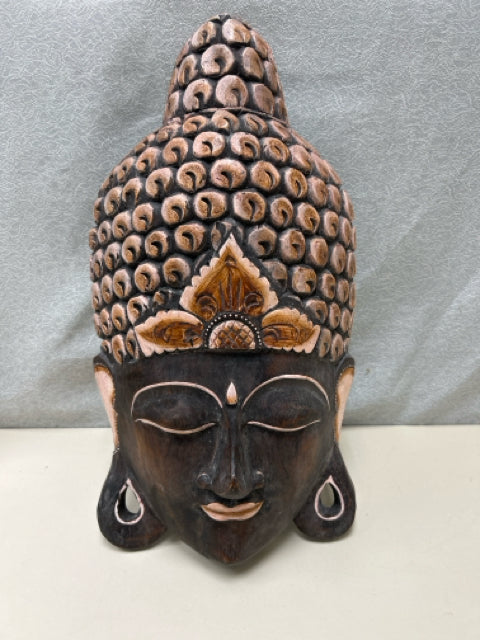 WOOD CARVED BUDDHA FACE