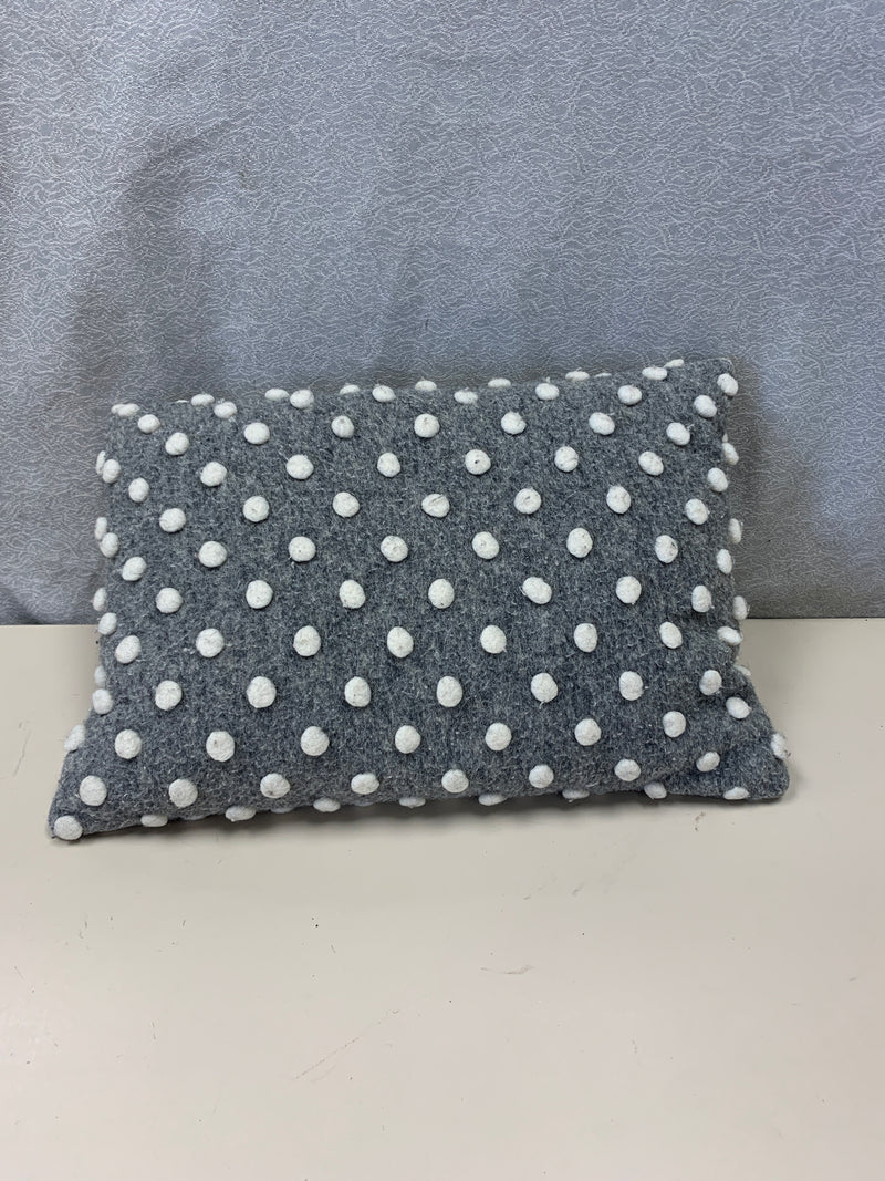 GRAY WHITE POLKA DOTS PILLOW