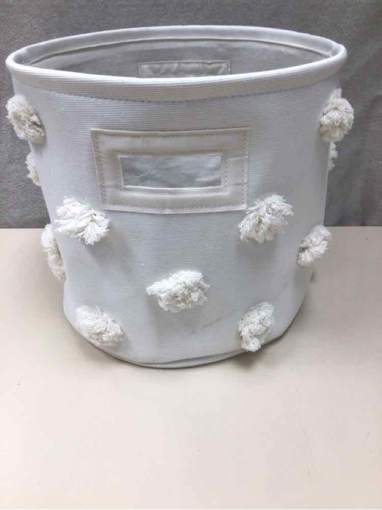 WHITE BIN W/PUFFBALLS