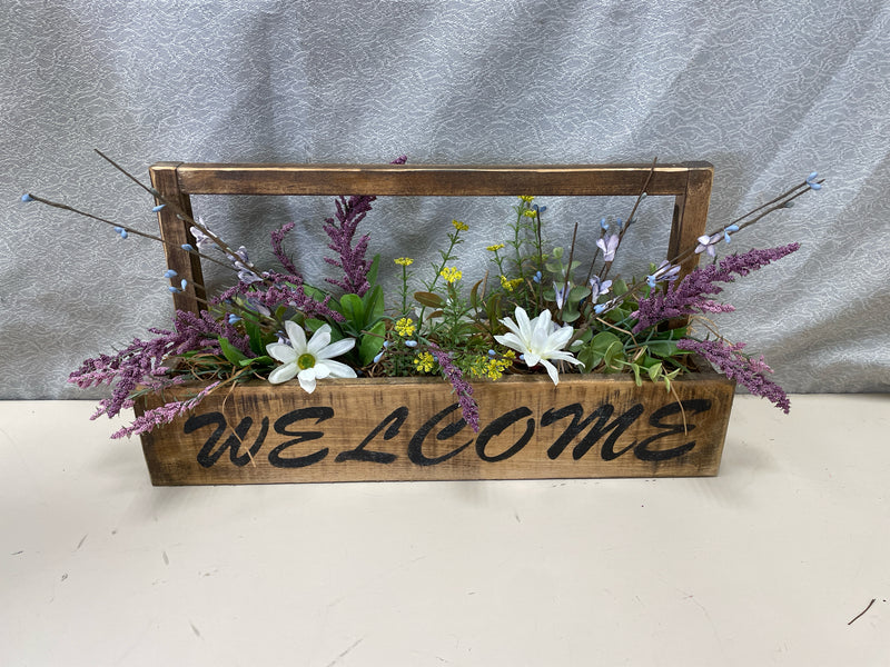 FLORAL IN WOOD PLANT BOX