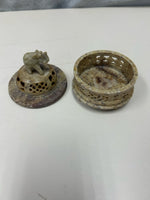 CARVED LIDDED ELEPHANT INCENSE JAR