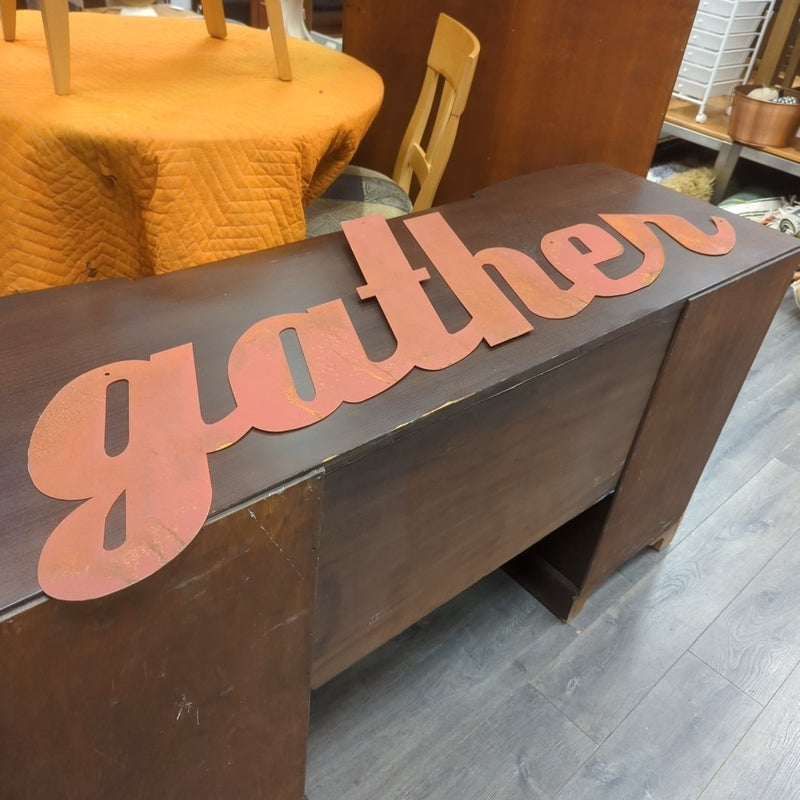 RED METAL "GATHER" CUT OUT