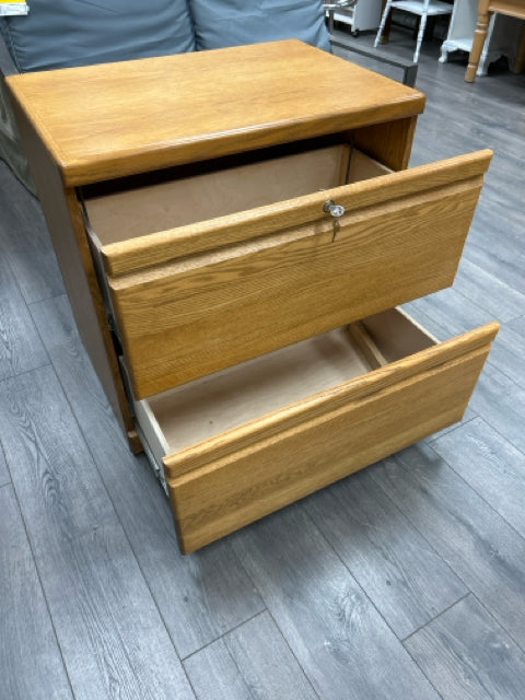 OAK FILE 2 DRAWER FILE CABINET