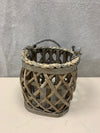 BROWN WOVEN BASKET W ROPE HANDLE