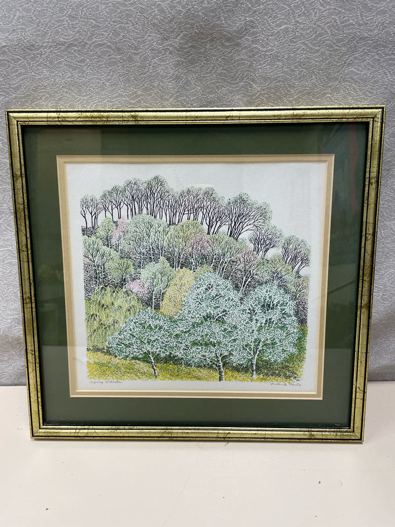 GOLD FRAME "SPRING HILLSIDE" SCREEN PRINT