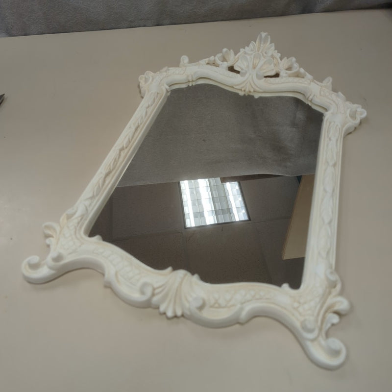 CREAM ORNATE PLASTIC FRAME MIRROR