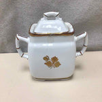 VINTAGE TEA LEAF SUGAR BOWL W/LID