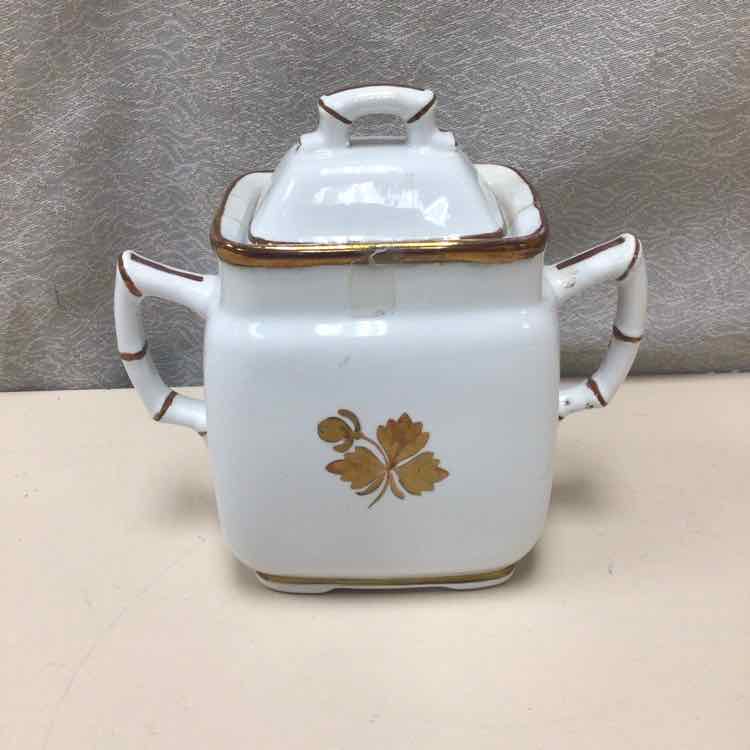 VINTAGE TEA LEAF SUGAR BOWL W/LID