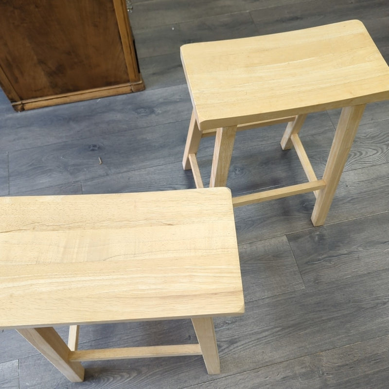 2 24" UNFINISHED WOOD STOOLS
