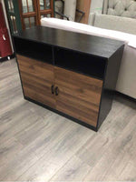 BROWN BLACK WOOD STORAGE CABINET