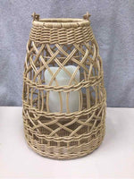 BLONDE WOVEN CANDLE LAMP