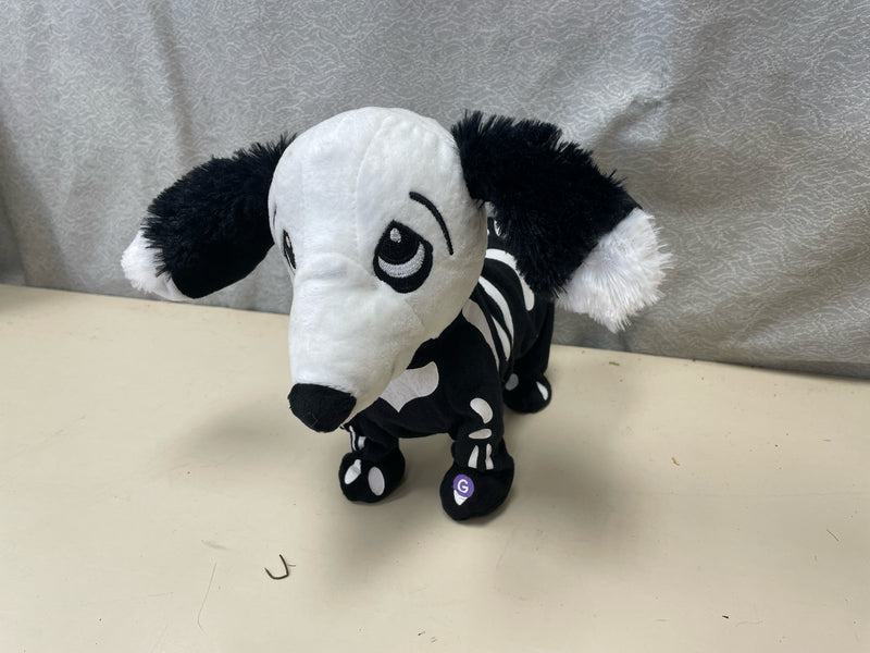 BLACK WHITE SKELETON DOG