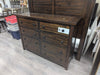 6 DRAWER BROWN WOOD DOUBLE DRESSER