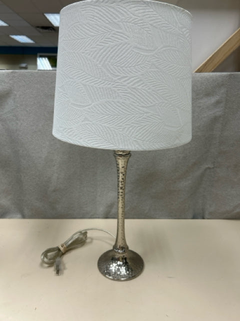 SILVER BASE W/WHITE SHADE LAMP
