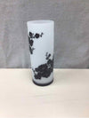 WHITE BLACK METAL VASE
