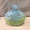 GREEN BLUE GLASS WIDE VASE