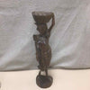 WOOD CARVED WOMAN W/BOWL STATUE