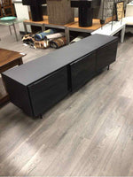 LONG BLACK CONSOLE WITH GLASS FRONT