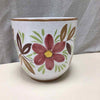 WHITE W/FLOWERS CERAMIC PLANTER