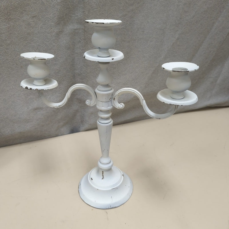 WHITE METAL CANDLEABRA