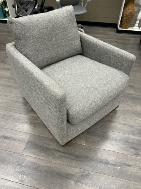 GREY FABRIC SWIVEL ARMCHAIR