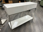 WHITE 2 DRAWER CONSOLE W/SILVER LEGS