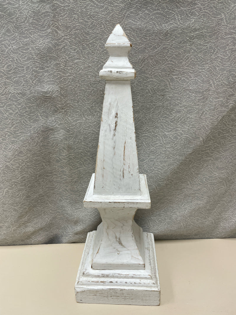 WHITE DISTRESSSED WOOD OBELISK