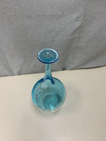 TALL THIN NECK BLUE GLASS VASE