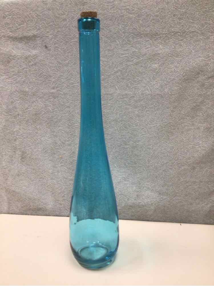 SKINNY BLUE GLASS BOTTLE