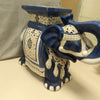 BLUE CERAMIC ELEPHANT END TABLE