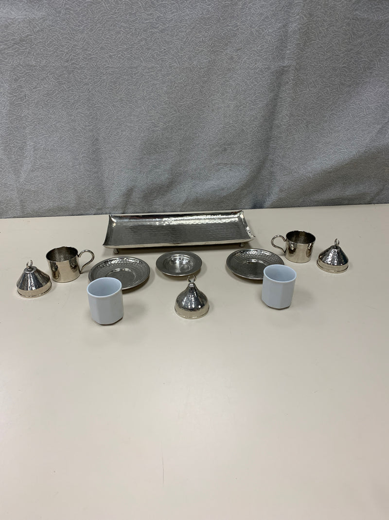 SILVER HAMMERED TURKISH COFFEE SET