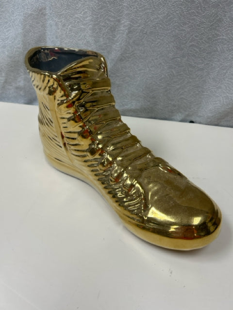 GOLD CERAMIC SHOE PLANTER