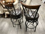 2 WOOD METAL BAR STOOLS