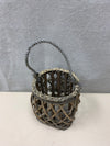 BROWN WOVEN BASKET W ROPE HANDLE