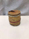SMALL WOODEN/METAL POT W/LID
