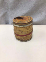 SMALL WOODEN/METAL POT W/LID