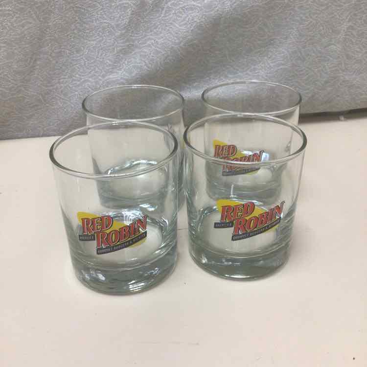 4 SHORT RED ROBIN GLASSES