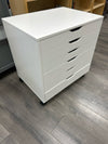 WHITE 6 FLAT FILE ROLLING CABINET