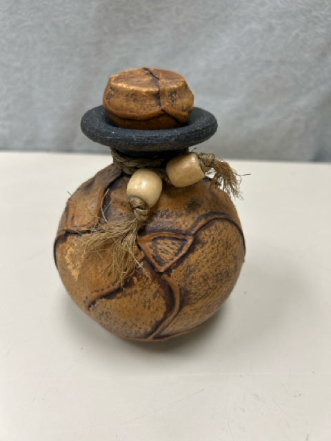 BROWN LEATHER WRAPPED JAR