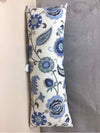 LONG WHITE/BLUE FLORAL PILLOW