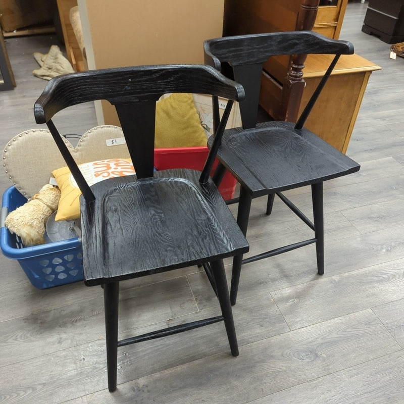 2 24" BLACK WOOD STOOLS